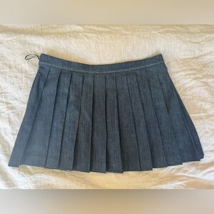Zara Blue Denim pleated Mini Skirt